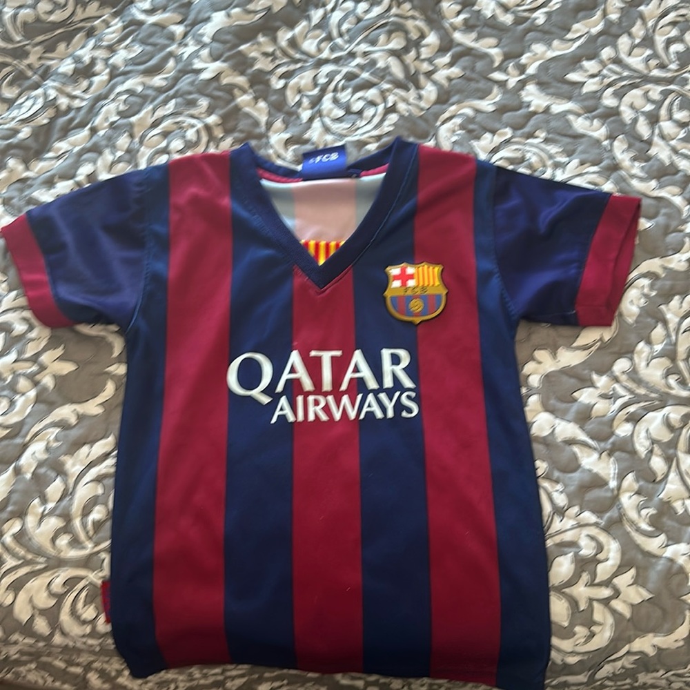 Gently used kids Team Barcelona Messi jersey